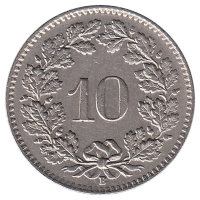 Швейцария 10 раппенов 1959 год