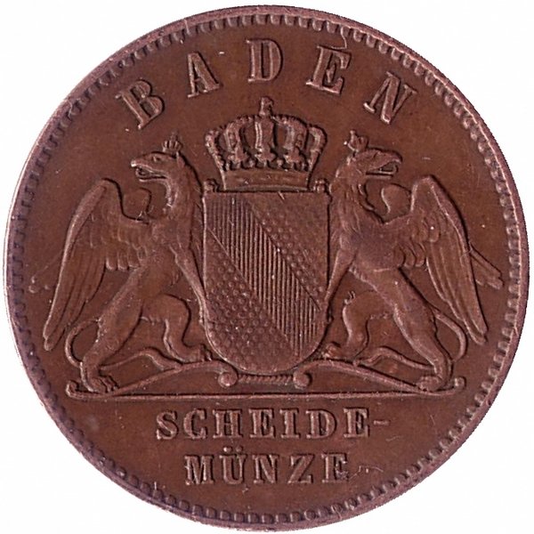Баден (Германский союз) 1 крейцер 1867 год (XF)