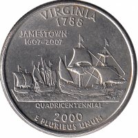 США 25 центов 2000 год (P). Виргиния.