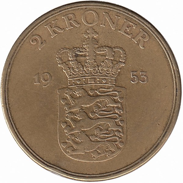 Дания 2 кроны 1953 год