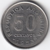 Аргентина 50 сентаво 1953 год