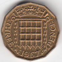 Великобритания 3 пенса 1967 год