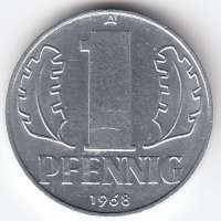 ГДР 1 пфенниг 1968 год