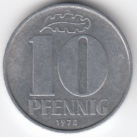 ГДР 10 пфеннигов 1978 год