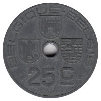 Бельгия (Belgique-Belgie) 25 сантимов 1943 год