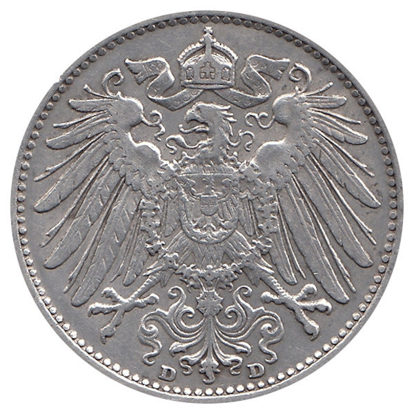 Германия 1 марка 1902 год (D) XF