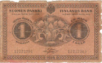 Банкнота 1 марка 1916 г. Финляндия в составе России