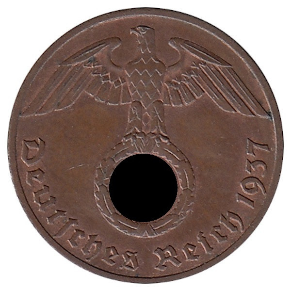 Германия (Третий Рейх) 1 рейхспфенниг 1937 год (А)