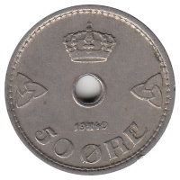 Норвегия 50 эре 1949 год