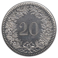 Швейцария 20 раппенов 1999 год