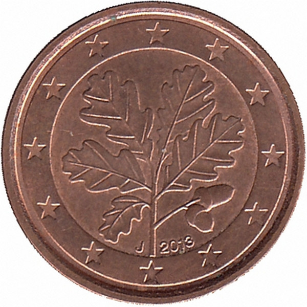 Германия 1 евроцент 2013 год (J)