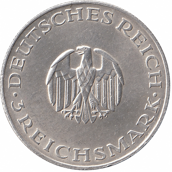 Германия (Веймарская республика) 3 рейхсмарки 1929 год A (Готхольд Лессинг)
