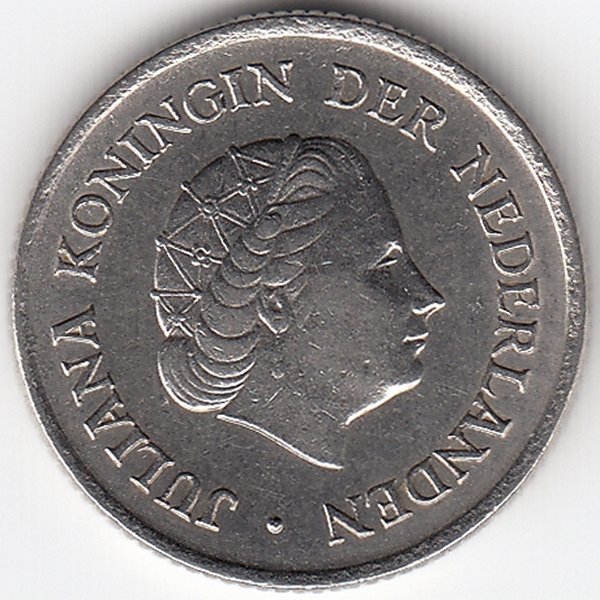 Нидерланды 25 центов 1975 год