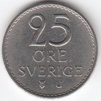 Швеция 25 эре 1964 год