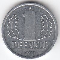 ГДР 1 пфенниг 1977 год