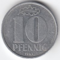ГДР 10 пфеннигов 1981 год