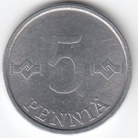Финляндия 5 пенни 1986 год