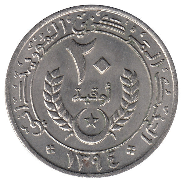 Мавритания 20 угий 1974 год (UNC)