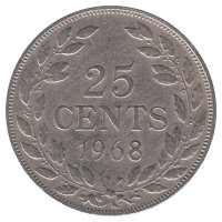 Либерия 25 центов 1968 год