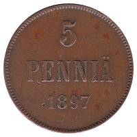 Финляндия (Великое княжество) 5 пенни 1897 год 