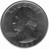 США 25 центов 1989 год (P)