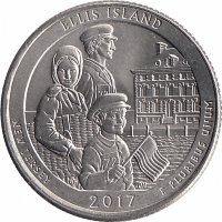 США 25 центов 2017 год (P). Национальный монумент острова Эллис.