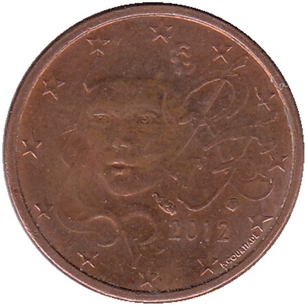 Франция 1 евроцент 2012 год