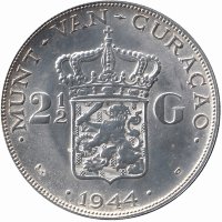 Кюрасао 2 ½ гульдена 1944 год (aUNC)