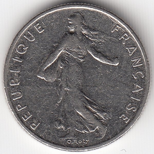 Франция 1/2 франка 1967 год