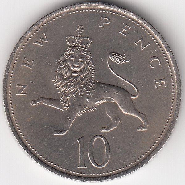 Великобритания 10 новых пенсов 1970 год