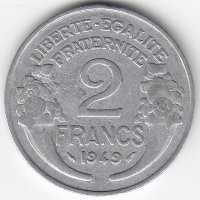 Франция 2 франка 1949 год
