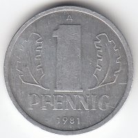 ГДР 1 пфенниг 1981 год