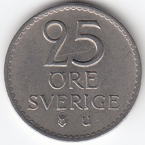 Швеция 25 эре 1966 год