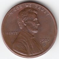 США 1 цент 1985 год (D)