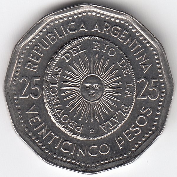 Аргентина 25 песо 1967 год