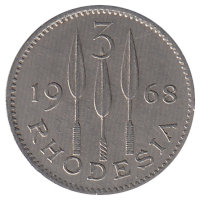 Родезия 3 пенса 1968 год