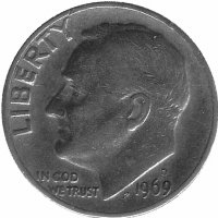 США 10 центов 1969 год (D)