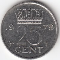 Нидерланды 25 центов 1979 год