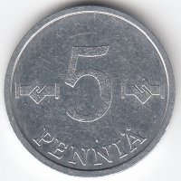 Финляндия 5 пенни 1988 год