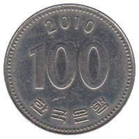 Южная Корея 100 вон 2010 год