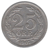 Швеция 25 эре 1907 год