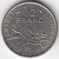 Франция 1/2 франка 1971 год