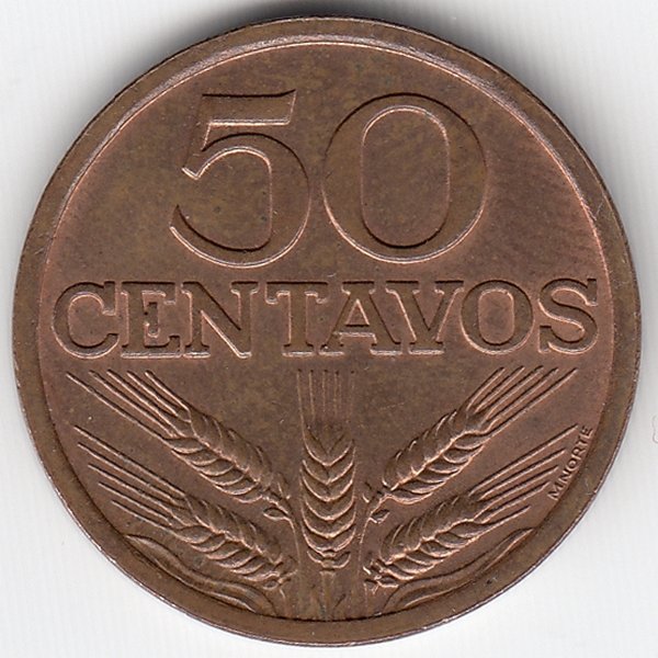Португалия 50 сентаво 1975 год