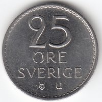 Швеция 25 эре 1968 год