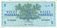Банкнота 5 марок 1963 г. Финляндия