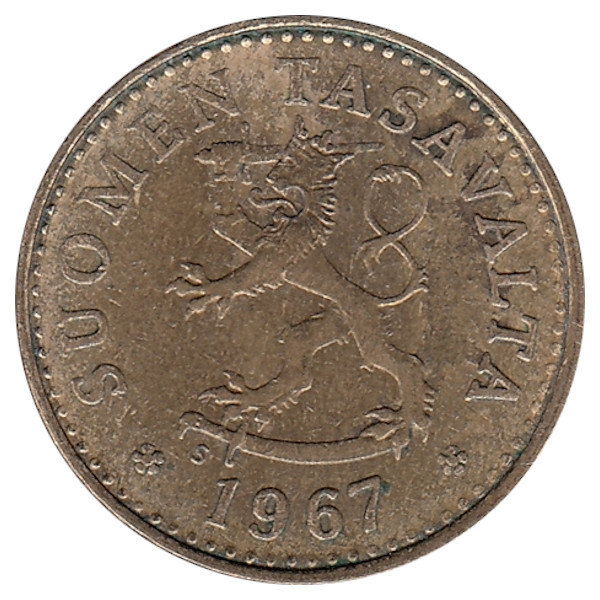 Финляндия 10 пенни 1967 год
