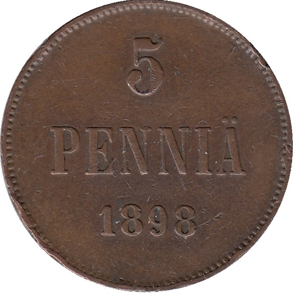 Финляндия (Великое княжество) 5 пенни 1898 год (VF)