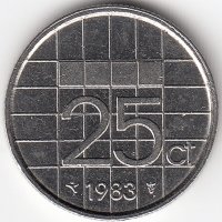 Нидерланды 25 центов 1983 год