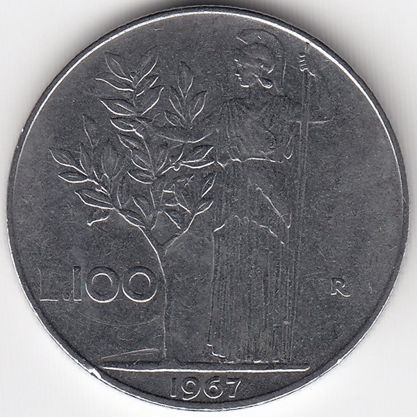 Италия 100 лир 1967год
