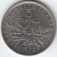 Франция 5 франков 1972 год